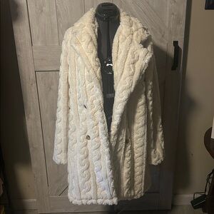 Cream Faux Fur Women's Coat
